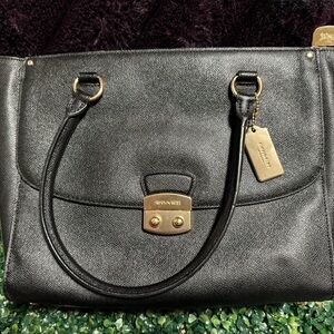 Coach Black Shoulder Bag with Gold Hardware